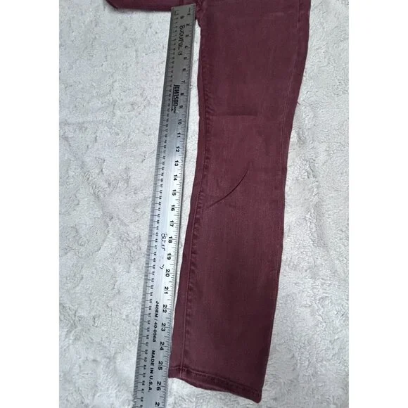 Mother Women's The Looker Crop Pop Slim Fit Jeans Size 25 Burgundy Mid-Rise